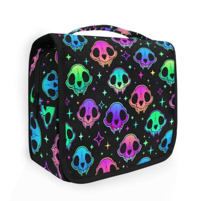 Hanging Toiletry Bag Rainbow Style Skull Travel Makeup bag for Toiletries Portable Travel Toiletry Organizer Cosmetic Bags with Hanging Hook