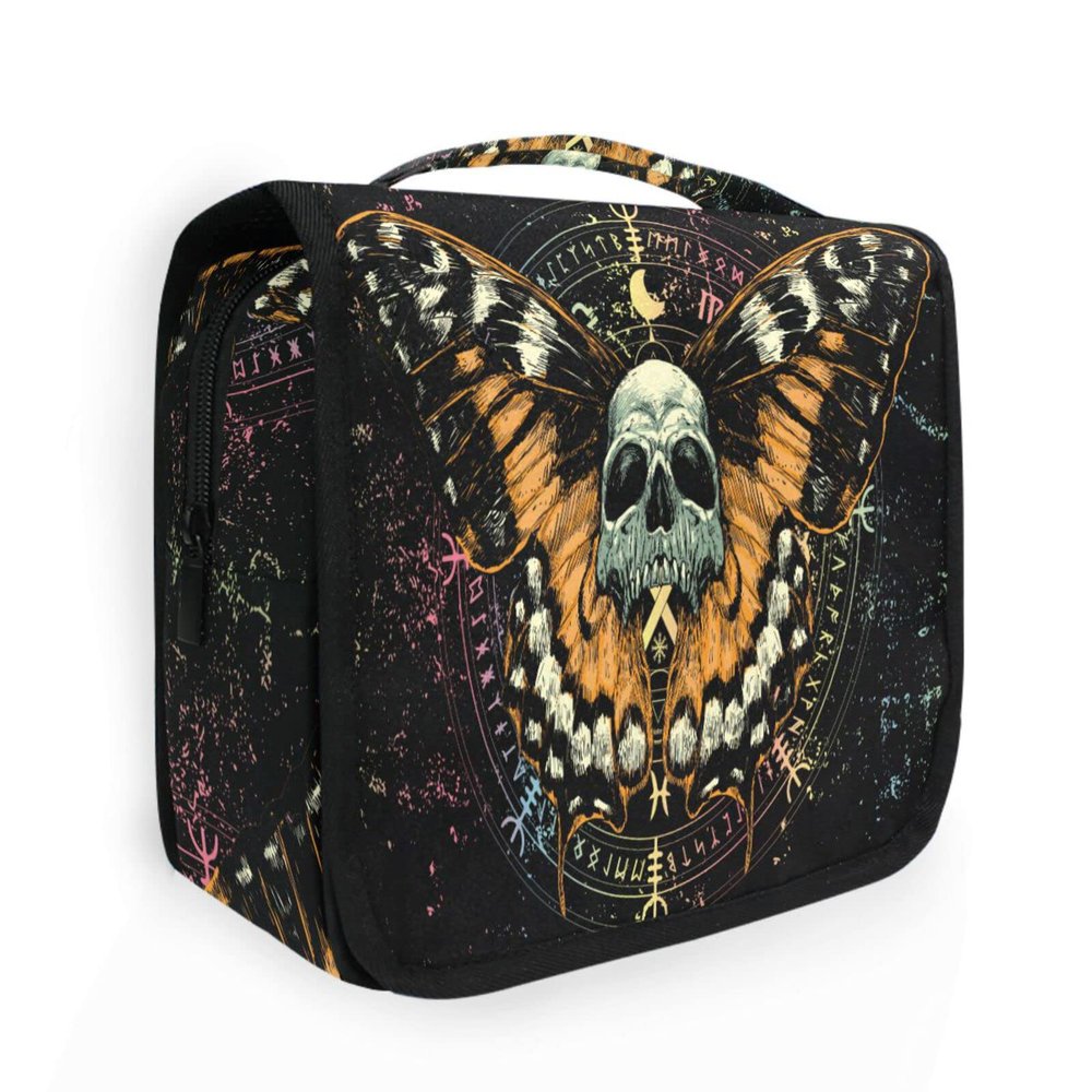 Hanging Toiletry Bag Mysterious Skull Horoscope Travel Makeup bag for Toiletries Portable Travel Toiletry Organizer Cosmetic Bags with Hanging Hook