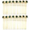 PRETTYLIFE Bridal Crystal Side Combs for Hair 2 Pieces Wedding Flower Alloy Rhinestone French Hair Pins Accessories for Women Girls (Dark Green) view 1