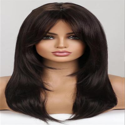 Vsadsau Black Short Bob Straight Synthetic Wigs Middle Part Wigs For Women Daily Cosplay Heat Resistant Fiber Wigs LC259-8