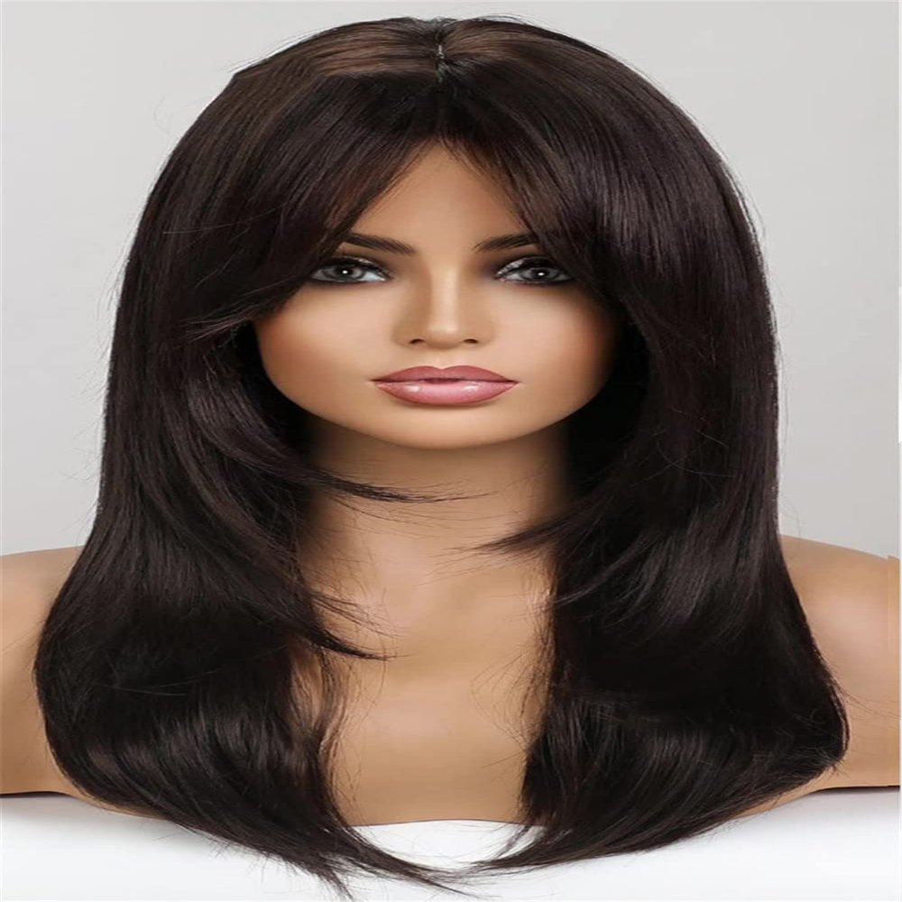 Vsadsau Black Short Bob Straight Synthetic Wigs Middle Part Wigs For Women Daily Cosplay Heat Resistant Fiber Wigs LC259-8