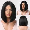 Vsadsau Black Short Bob Straight Synthetic Wigs Middle Part Wigs For Women Daily Cosplay Heat Resistant Fiber Wigs LC259-8 view 3