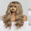 Vsadsau Long Wavy Synthetic Wigs With Bang Ombre Black Brown Women's Wigs Heat Resistant Fiber Natural Fake Hair Wigs-LC205-3 view 1