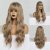 Vsadsau Long Wavy Synthetic Wigs With Bang Ombre Black Brown Women's Wigs Heat Resistant Fiber Natural Fake Hair Wigs-LC205-3 view 2
