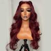 13x6 Lace Frontal Wig HD Transparent Burgundy 99J Body Wave Lace Wig Brazilian Remy Hair With Baby Hair Pre Plucked Natural Hairline Bleached Knots for Black Women 150% Density 22 Inch view 1