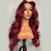 13x6 Lace Frontal Wig HD Transparent Burgundy 99J Body Wave Lace Wig Brazilian Remy Hair With Baby Hair Pre Plucked Natural Hairline Bleached Knots for Black Women 150% Density 22 Inch view 3