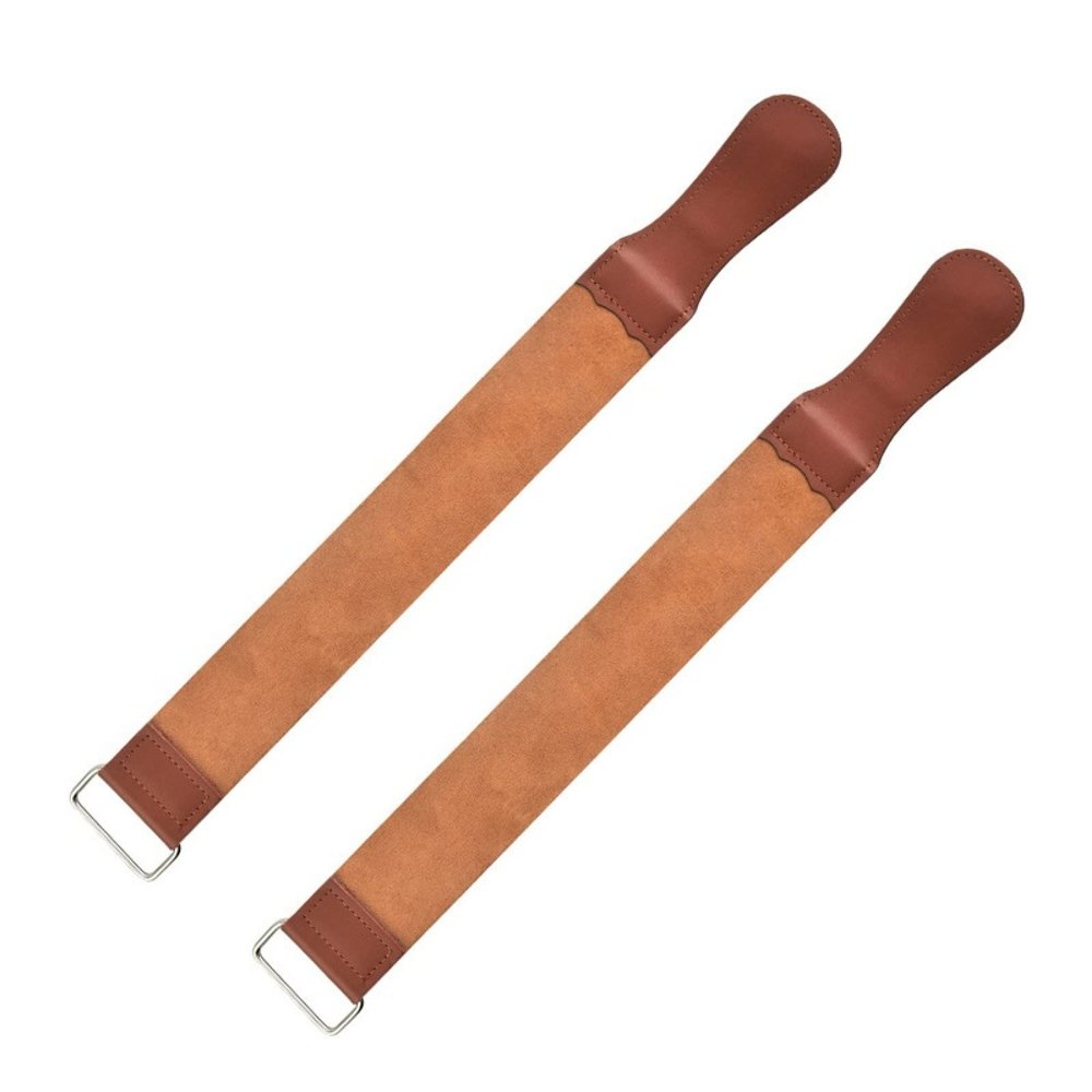 Knife Sharpener Genuine Leather Sharpening Strap Barber Straight Razor Shave Sharpener Folding Knife Polishing Belt 2Pcs