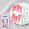 FRUJCDKI Fake Press On Nails 3d Extra Long Artificial Jewelry Full Cover False Nail With Rhinestones Luxury Bridal Wedding Professional Nail Art Salon (French flowers) view 2
