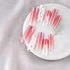 FRUJCDKI Fake Press On Nails 3d Extra Long Artificial Jewelry Full Cover False Nail With Rhinestones Luxury Bridal Wedding Professional Nail Art Salon (French flowers) view 3