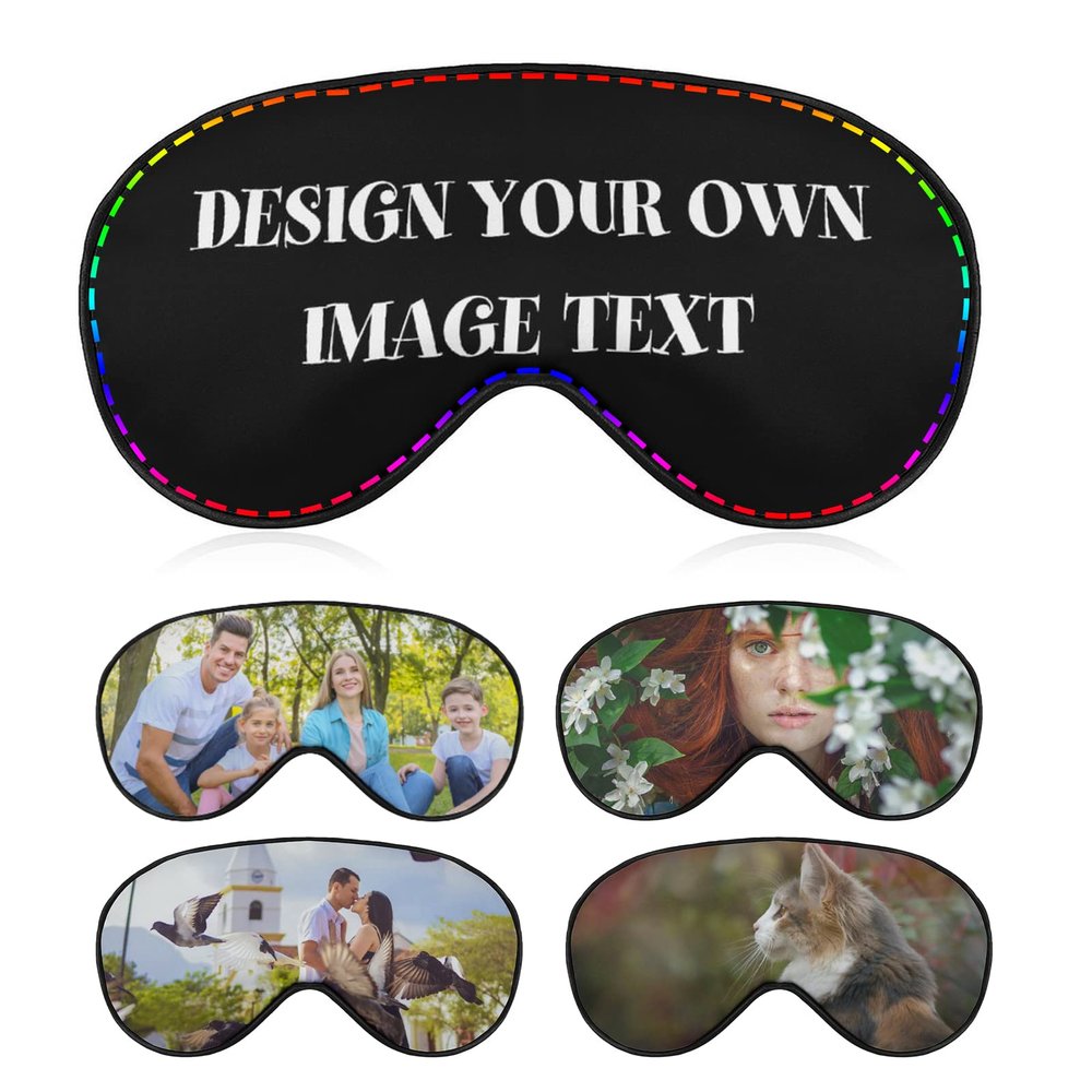 Custom Sleep Mask Personlized Eye Mask Design Your Own Picture Text Adjustable Soft Eye Masks Eyeshade Blindfold for Women Men Airplane Travel Sleeping (Style2)
