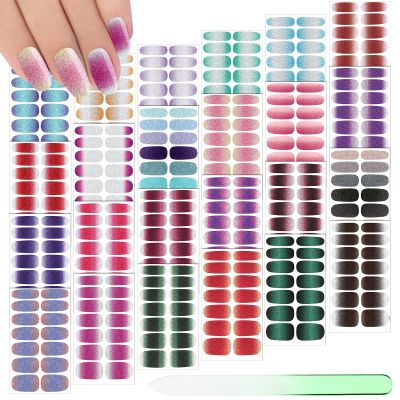 Maitys 336 Pcs 24 Sheets Full Wrap Nail Sticker Polish Strip,Shiny Style