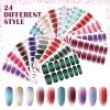 Maitys 336 Pcs 24 Sheets Full Wrap Nail Sticker Polish Strip,Shiny Style view 2