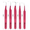 Eyelatics Eyelash Extension Tweezers Set 5 PCS for Eyelash Extensions J2Stainless Steel Lash Tweezers for Volume Lash Extensions-Maroon view 1