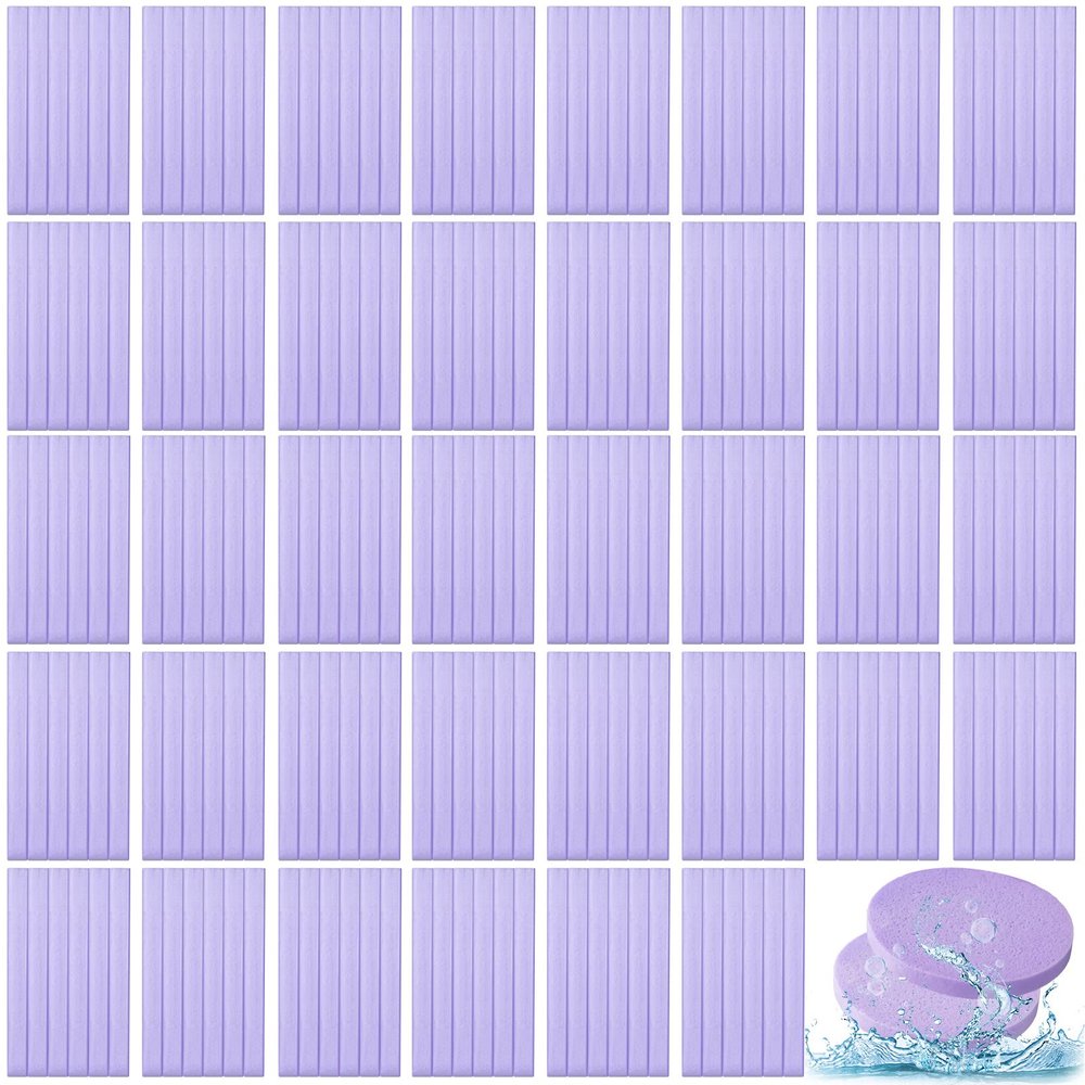 Foaincore 600 Pieces Compressed Facial Sponge Round Facial Sponge for Estheticians Face Sponges for Cleansing Face Wash Pads Disposable Sponges for Women Spa Exfoliating Cleansing(Purple)