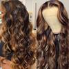 180% Density HD Highlight Wig Human Hair Brazilian Glueless Wig Honey Blonde Colored 13X6 HD Invisible Lace Frontal Human Hair Wigs for Women Ombre Body Wave Transparent Lace Front Wig Pre Plucked view 1