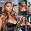 180% Density HD Highlight Wig Human Hair Brazilian Glueless Wig Honey Blonde Colored 13X6 HD Invisible Lace Frontal Human Hair Wigs for Women Ombre Body Wave Transparent Lace Front Wig Pre Plucked view 3
