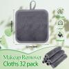 32 Pcs Makeup Remover Pads 5 x 5 Inch Soft Reusable Cloths for Eye Face Cloth Microfiber Washable Makeup Remover Towel Removal Cleaning Cloth for Women(Gray) view 2
