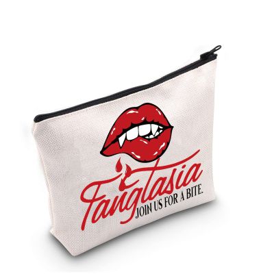 G2TUP Vampire TV Show Inspired Gift Fangtasia Makeup Bag Fangtasia Club Cosmetic Bag Vampire Fan Zipper Travel Bag