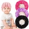 4 Pack Kids Satin Bonnet,Adjustable Sleeping Cap,Reversible Double Layer Sleep Caps,Hair Bonnet Soft Silk Satin Cap Night Hats for Natural Hair Teens Toddler Baby (Pink, Purple, Black, Rose red) view 1