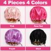 4 Pack Kids Satin Bonnet,Adjustable Sleeping Cap,Reversible Double Layer Sleep Caps,Hair Bonnet Soft Silk Satin Cap Night Hats for Natural Hair Teens Toddler Baby (Pink, Purple, Black, Rose red) view 2