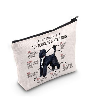 G2TUP Portuguese Water Dog Lover Gift - Anatomy Of A Dog Makeup Bag - Owner Cosmetics Bag Zipper Travel Bag (White)