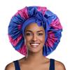 Large Satin Sleeping Cap Hair Bonnet for Women African Pattern Ankara Print Long Tail Bonnets Wide Stretchy Band Hat B301J-1 Black view 2