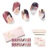 NAILOG Semi Cured Gel Nail Strips 20 Pcs Extra Long Gel Stickers | Buy 2 Get 1 UV Lamp| Long Lasting Nail Wraps with Glossy Gel Finishing, Marble Inkies view 1