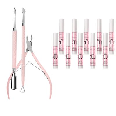 Makartt Cuticle Trimmer with Cuticle Pusher Bundle with Super Strong Nail Glue for Acrylic Nails Press On Nails Professional Nail Adhesive Bond Nail Tips Glue
