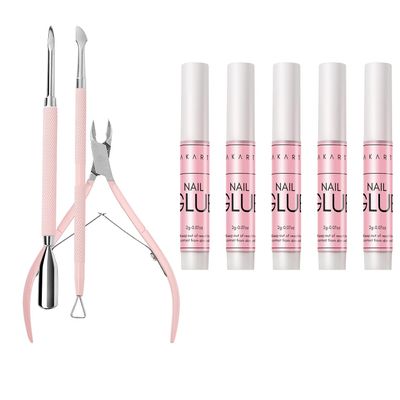 Makartt Cuticle Trimmer with Cuticle Pusher Bundle with Super Strong Nail Glue for Acrylic Nails Press On Nails Nail Tips Glue
