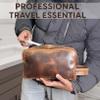 RUSTIC TOWN Leather Toiletry Bag for Men - Travel Shaving Ditty Kit - Bathroom Shower Toiletries Organizer - Leather Cosmetic Bag for Women (Antique Brown) view 2