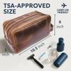 RUSTIC TOWN Leather Toiletry Bag for Men - Travel Shaving Ditty Kit - Bathroom Shower Toiletries Organizer - Leather Cosmetic Bag for Women (Antique Brown) view 3