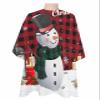Merry Christmas Polyester Barber Cape - Haircut Cape for Men, Hair Cutting Cape with Adjustable Neck for Hair Treatment - Cutting/Coloring/Perming - 55x63 Inch Black-Red Plaid Snowmen Snowflakes view 1