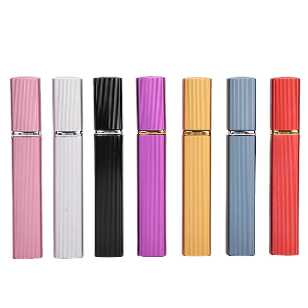 7pcs 12 ML Aluminum Refillable Perfume Atomizers, Empty Liquid Dispensing Spray Bottles Portable for Store Perfume, 7 Colors - Purple, Blue, Red, Pink, Silver, Black, Golden