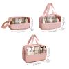 Surblue Toiletry Bag for Women Clear Cosmetics Bag Hanging Toiletry Bag for Men Waterproof Makeup Bags for Traveling Transparent Travel Organizer 3Pcs, Pink view 2
