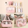 Surblue Toiletry Bag for Women Clear Cosmetics Bag Hanging Toiletry Bag for Men Waterproof Makeup Bags for Traveling Transparent Travel Organizer 3Pcs, Pink view 3