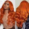 13x4 Ginger Lace Front Wig Human Hair For Women Orange Ginger Human Hair Wig Body Wave Human Hair Transparent Lace Frontal Wig Brazilian Hair With Baby Hair Pre Plucked Glueless Wig 150% Density 24Inch view 1