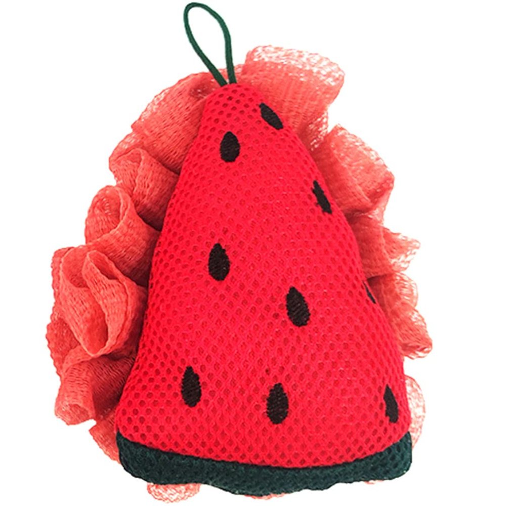LALAFINA Shower Sponge Cute Fruit Bath Loofahs Watermelon Mesh Pouf Cartoon Body Scrubber Balls Shower Soft Mesh Pouf Shower Puffs for Kids Adults