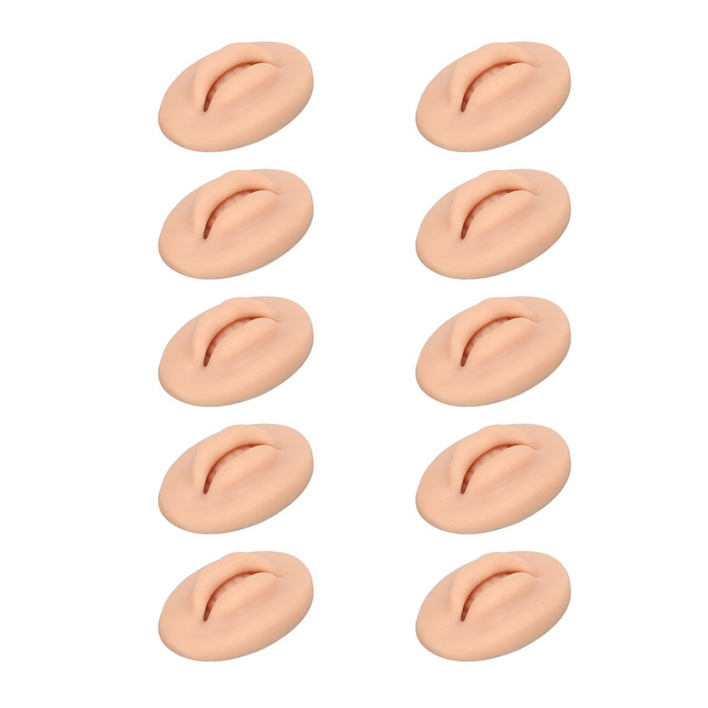 Diydeg Fake Lips, 10PCS Silicone Soft Flexible 3D Open Mouth Easy to Apply Colour Practice Lips Highly Reproducible Portable Silicone Lips Model for Makeup Practice (Dark Skin