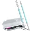 2PCS Metal Teal Cyan Cuticle Pusher and Cutter Remover Salon Stainless Steel Gel Nail Polish Peeler Scraper Durable Professional Manicure Pedicure Cleaner Tool For Fingernail and Toenail view 1