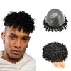 Afro Curl Toupee For Black Men Human Hair Piece Replacement System All Poly Crochet Braids Hair Units Durable PU Injection Small Curly Mens Wigs (8"x10"-6mm Afro Wave, 1B Off/Natural Black) view 1