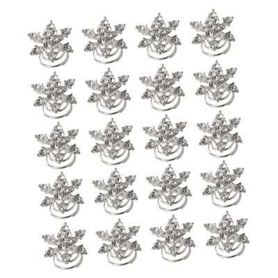 Mikinona 20pcs Snowflake Rhinestone Spiral Hairpins Bridal Alloy Hair Headdress for Weddings Parties and Celebrations Accessory for Women and Girls