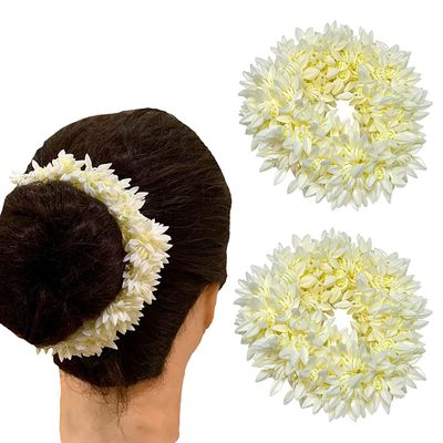 BlueQueen Hair Mogra Scented Rubber Band Gajra Hair Accessories for Women Girls (White) (Free Size (30 GM) (Pack Of 10000)