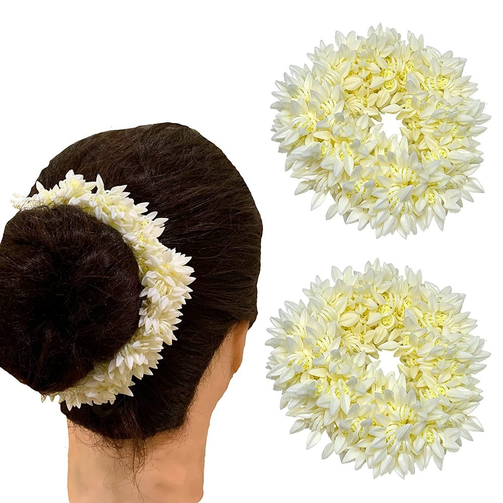 BlueQueen Hair Mogra Scented Rubber Band Gajra Hair Accessories for Women Girls (White) (Free Size (30 GM) (Pack Of 10000)
