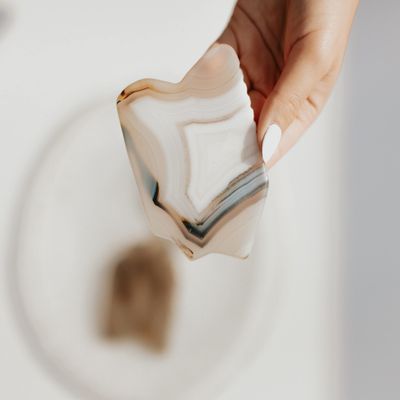 Premium Natural Agate Gua Sha Stone | Face Massage Tool | Massage, Sculpting Tool, Lift & Tone | Unique 6-Edge | Face, Eyes, Neck & Body |