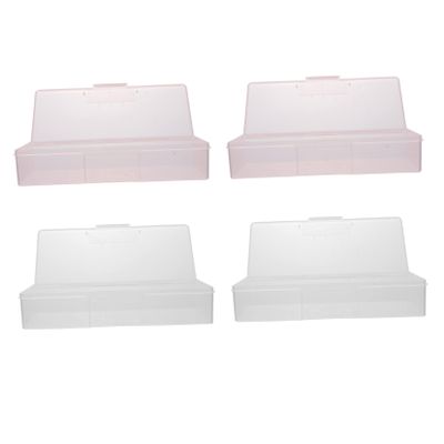 4pcs Cases for Pedicure Nail Tools Container Organizers Polishing Rectangular Tool Personal Manicure Sand Salon Transparent Art Clear Nails Storage Manicurist Professional Holders