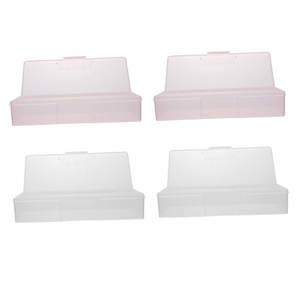 4pcs Cases for Pedicure Nail Tools Container Organizers Polishing Rectangular Tool Personal Manicure Sand Salon Transparent Art Clear Nails Storage Manicurist Professional Holders