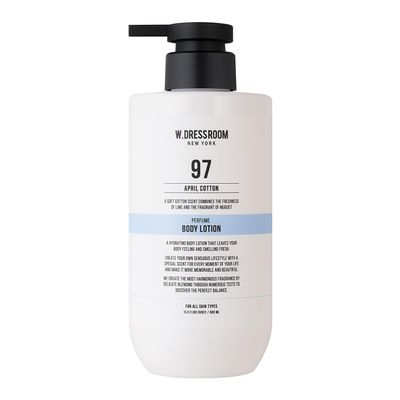 W.Dressroom No.97 April Cotton Perfume Body Lotion, Hydrating Body Lotion for Dry & Sensitive Skin  Fast-Absorbing, Non-Greasy, Clean Cotton Scent, 16.9 fl oz Pump