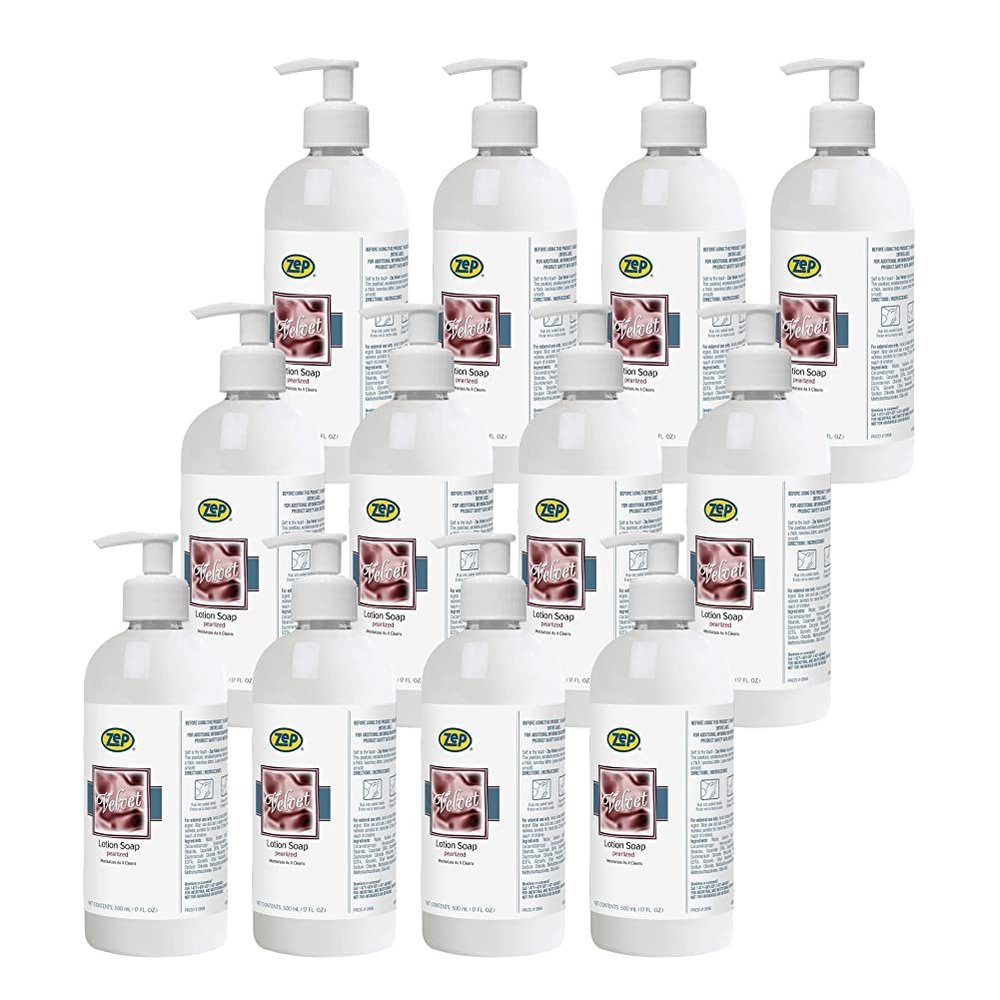 Zep Velvet Pearlized Lotion Soap - 17 oz (Case of 12) 95811 - Moisturizes as it Cleans, Pearlized, Emollient-Enriched, Leaves Hands Feeling Soft and Smooth
