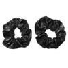 Shiny Metallic Scrunchie Set, Set of 2 Sparkly Lame Scrunchies (Metallic Black) view 1