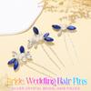 Heread Blue Crystal Bride Wedding Hair Pins Silver Pearl Bridal Hair Pieces Rhinestones Bridesmaid Hair Accessories for Women and GirlsPack of 3) view 2